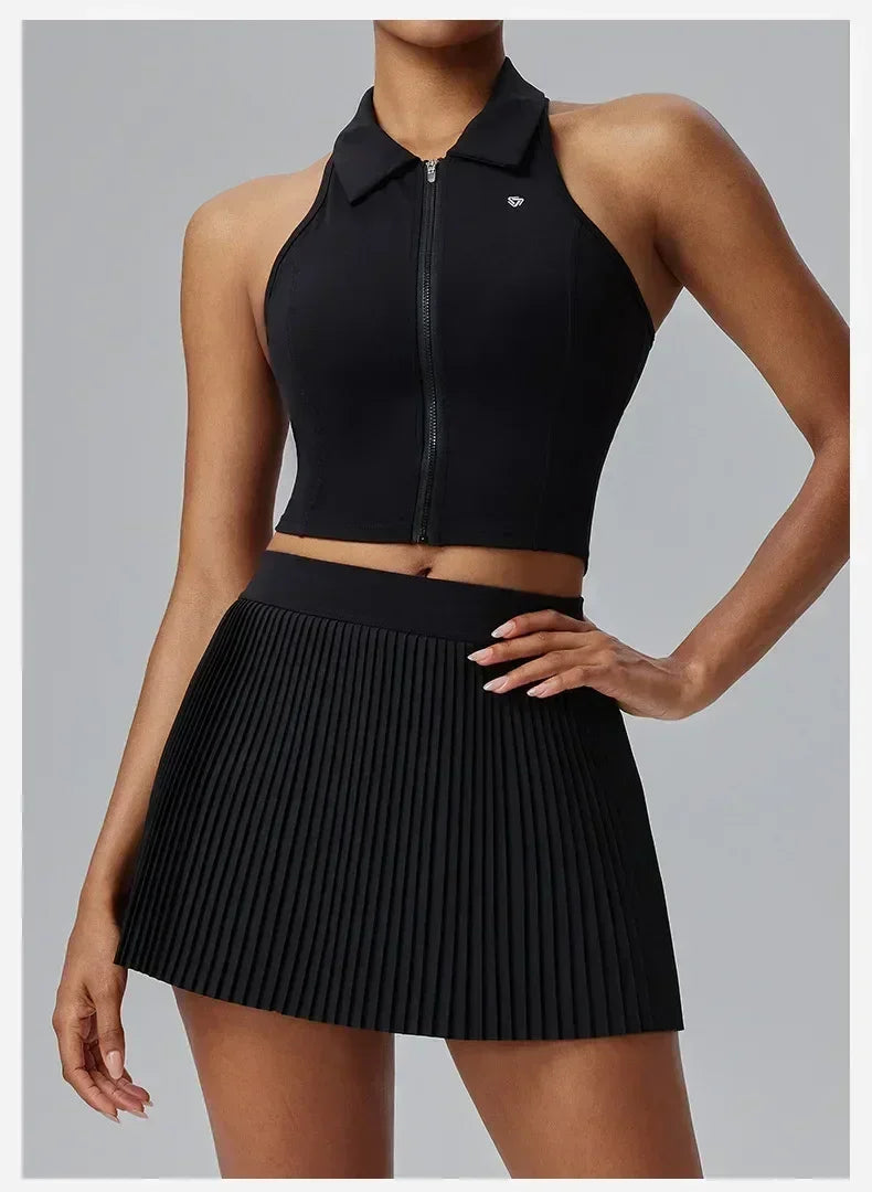 Falda deportiva Fitness Half-body Pleated Skirt Shorts