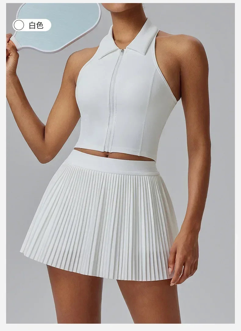 Falda deportiva Fitness Half-body Pleated Skirt Shorts